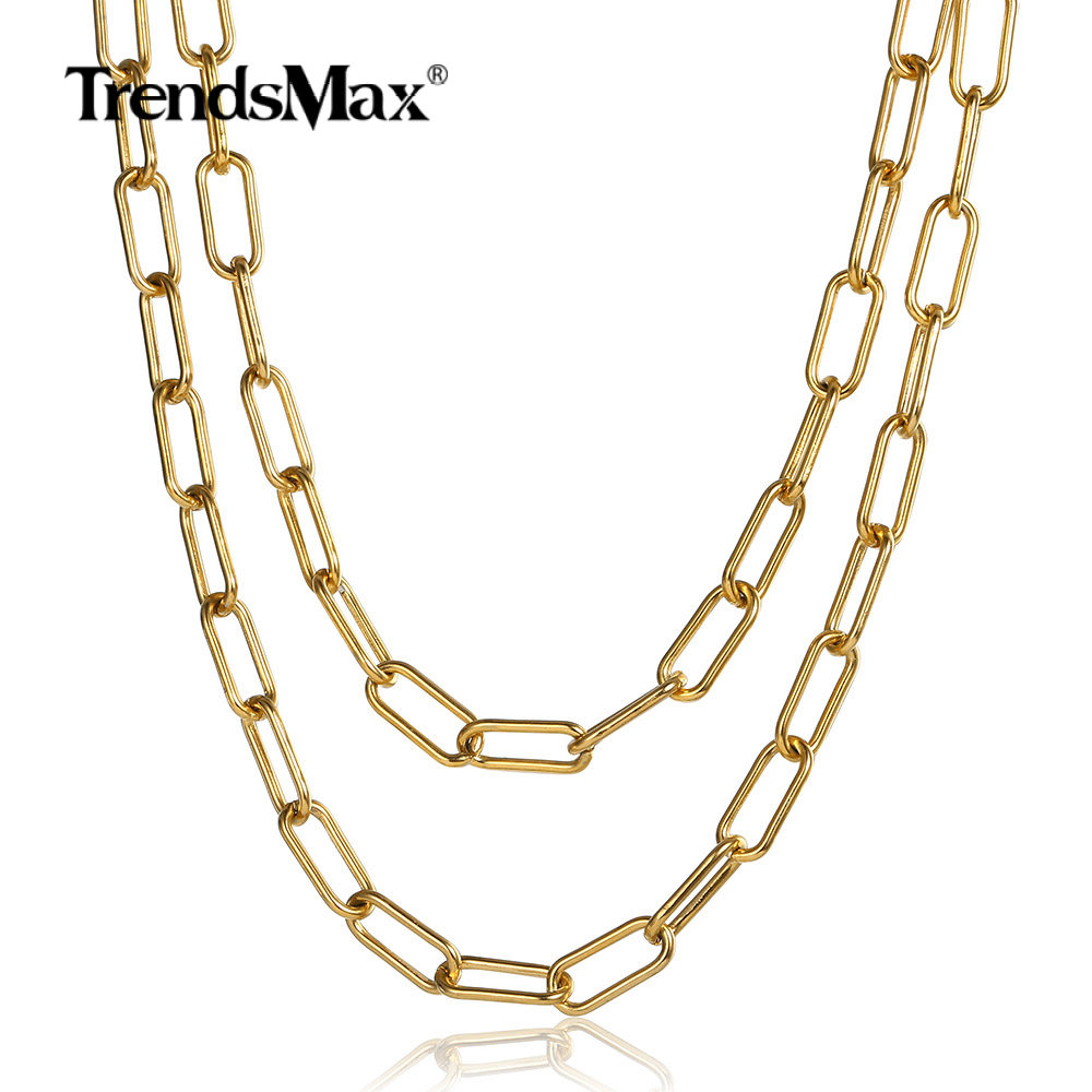  7MM  Layered Chain  Gold Stainless Steel Rolo Box Link  