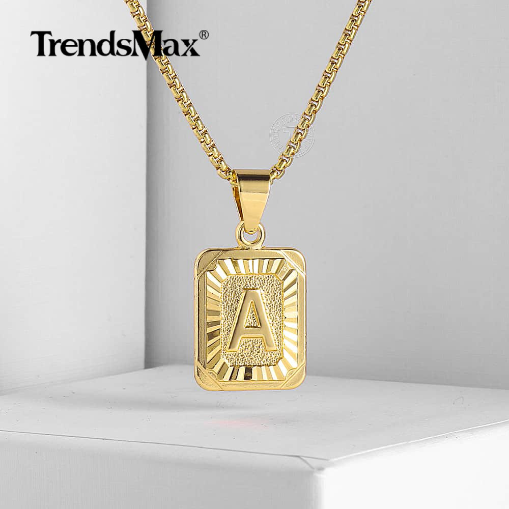 Gold-Tone Initial Letter Pendant Necklace #N740