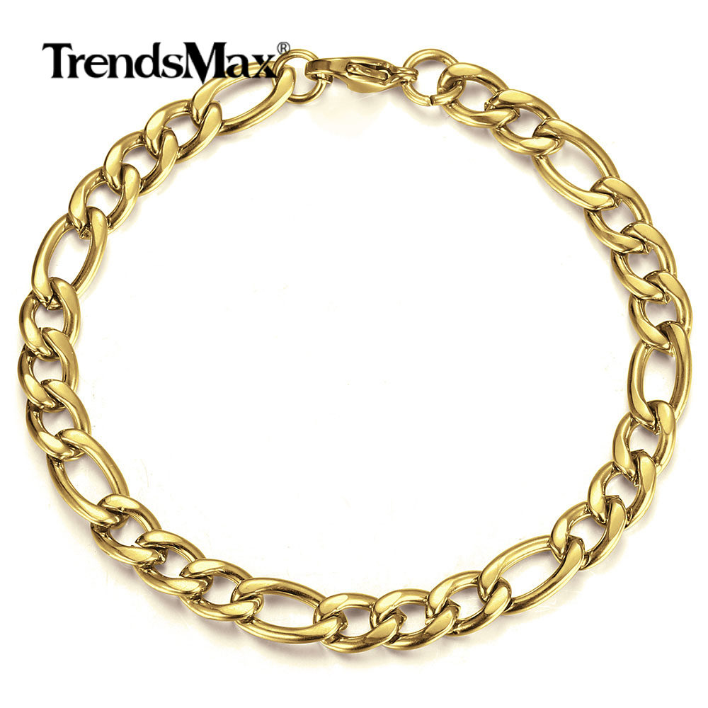 5 7mm  New Gold Plated Stainless Steel Figaro Link  Chain  