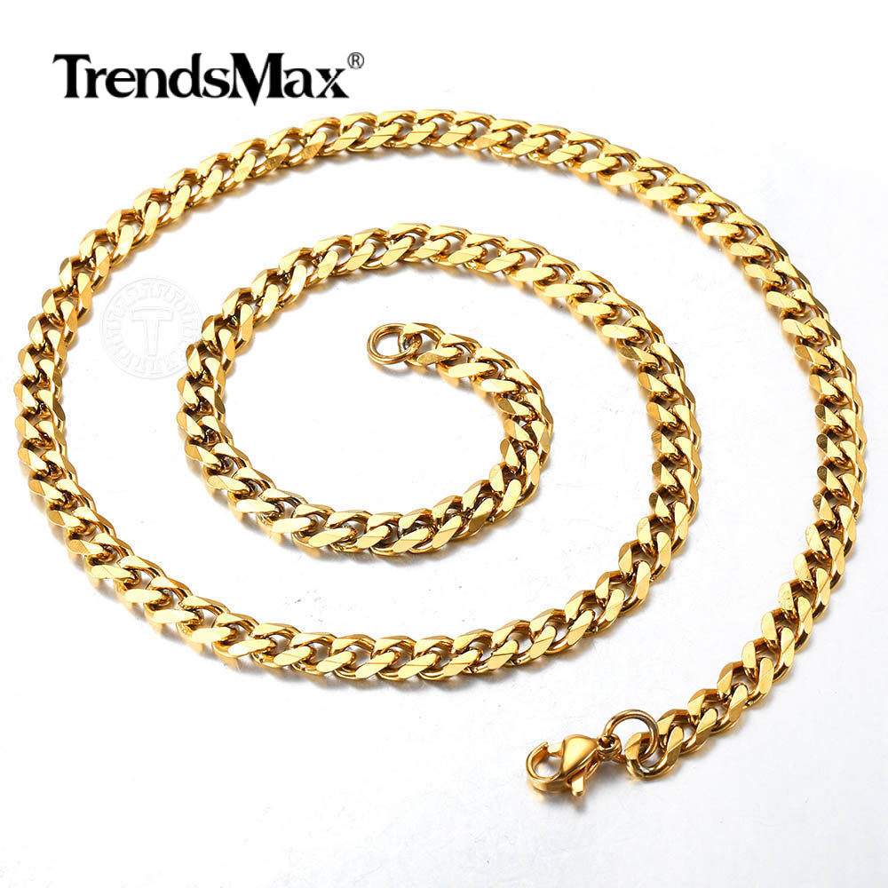 Men Boy 3//5//7//9//11mm 18-36 inch Gold Cuban Link Chain Necklaces Stainless Steel