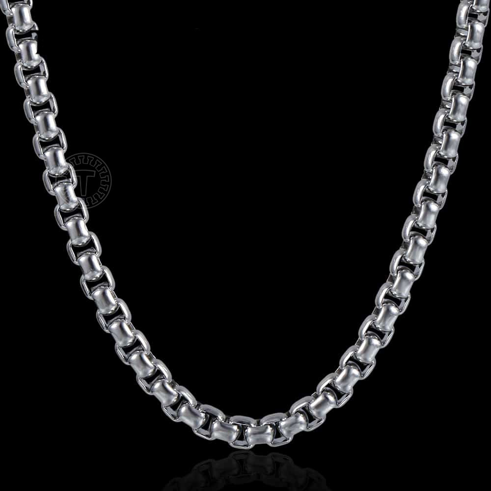 2/3/4/5mm Stainless Steel Round Box Chain Choker Necklace Women Men Link  Jewelry